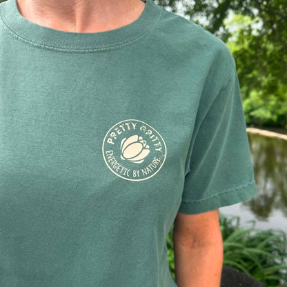 'Energetic by Nature' Vintage Style, Heavyweight T-shirt in 5 Sporty Designs on the Reverse