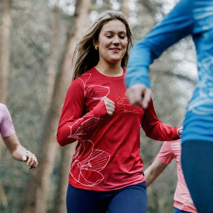 'Scarlet Blush' Long sleeved running t-shirt